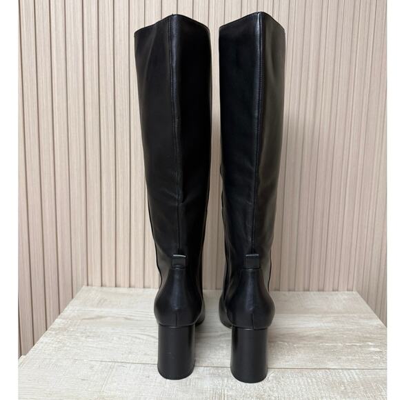 COLE HAAN Chrystie Square Toe Tall Leather Boot 75mm In Black Sz 8 - Picture 8 of 13